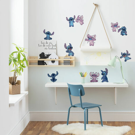 Stitch en Angel muurstickers Happy