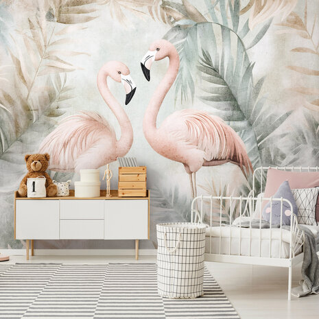 Flamingo fotobehang Soft Pink