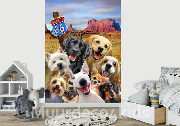 Honden fotobehang Route 66 Selfie