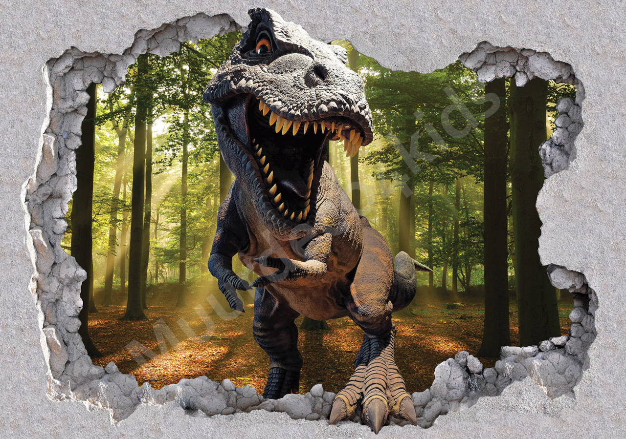 Dinosaurus T-Rex 3D Bos | Muurdeco4kids