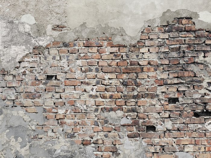 Behang Oude Muur Oude Muur Van Rode Bakstenen Behang Van De Gewone