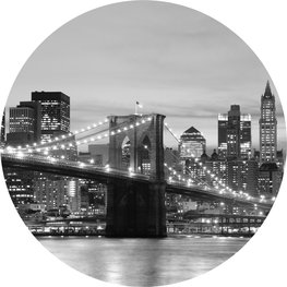 New York Behangcirkel Brooklyn Bridge zwart-wit