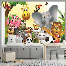 Jungle dieren vinyl behang