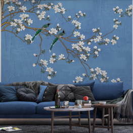 Magnolia behang Blauw P4