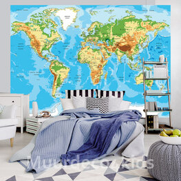 Wereldkaart vlies fotobehang Atlas 312x219cm