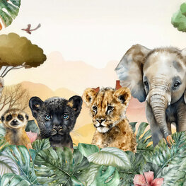 Baby Jungle dieren behang Panter VINYL