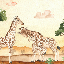 Giraffe behang Happy Family